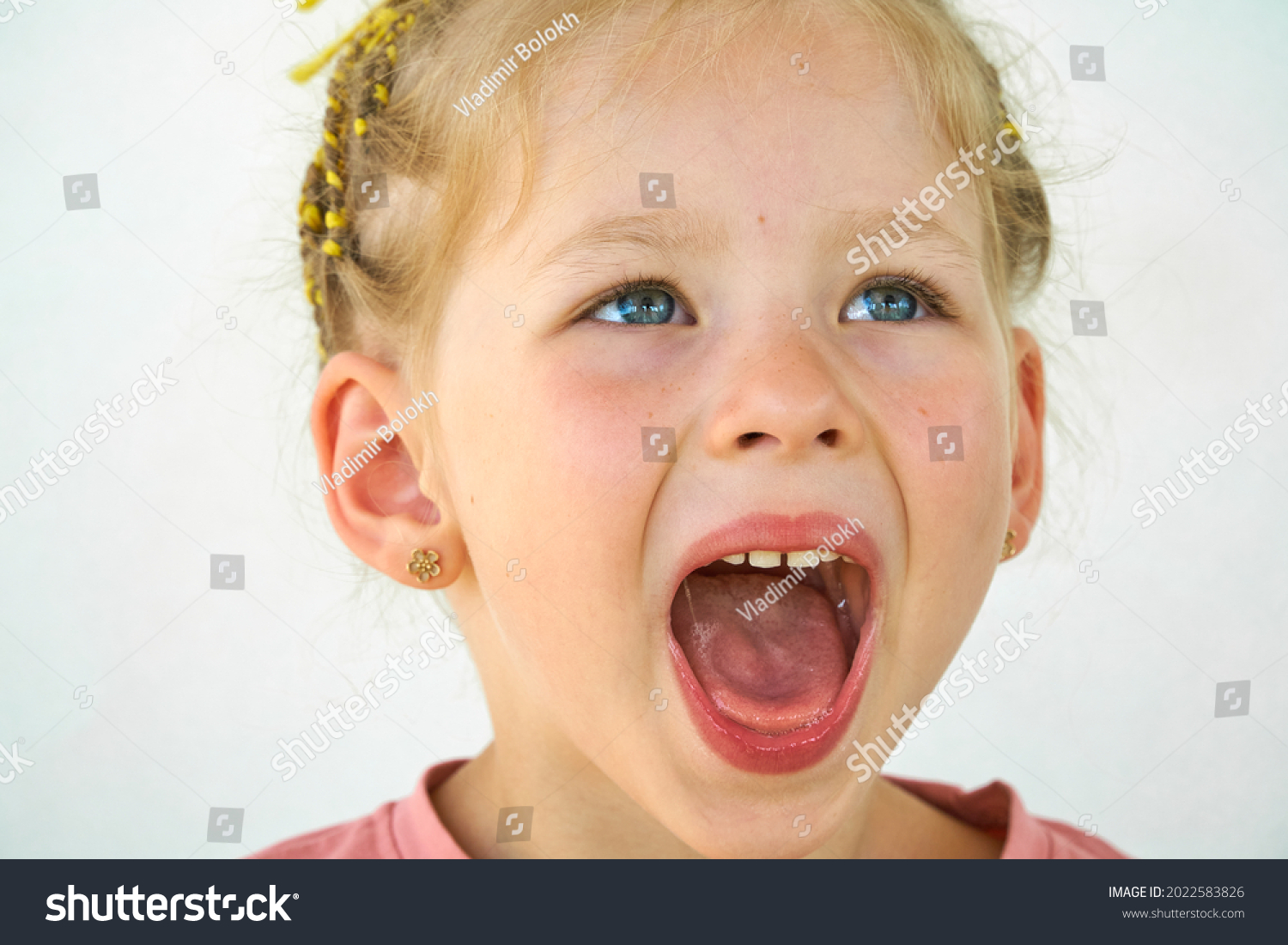 Cheerful Smile Child Girl Laughs Closeup Stock Photo 2022583826 ...