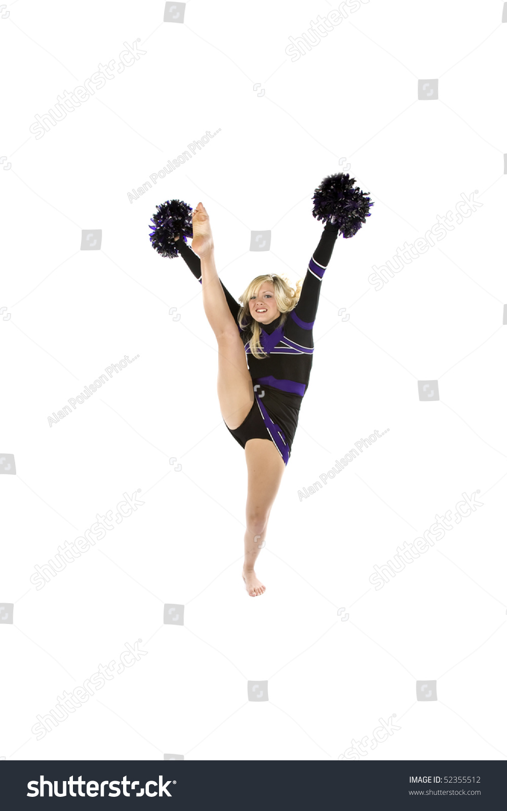 Cheerleader Kicking One Leg Into Air Stock Photo 52355512 - Shutterstock