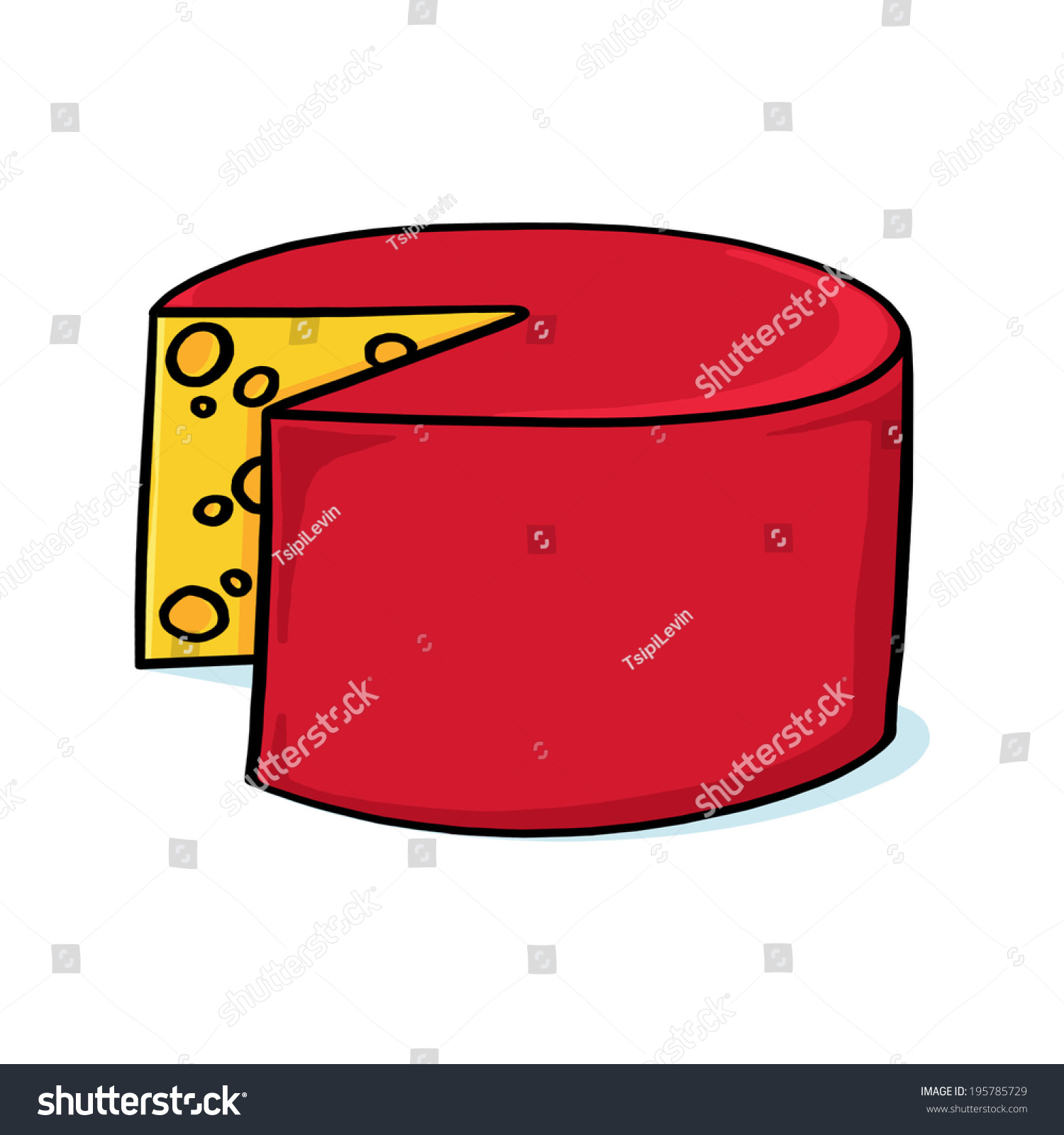 Cheese Wheel Illustration Yellow Cheese Cartoon Stock Illustration 195785729