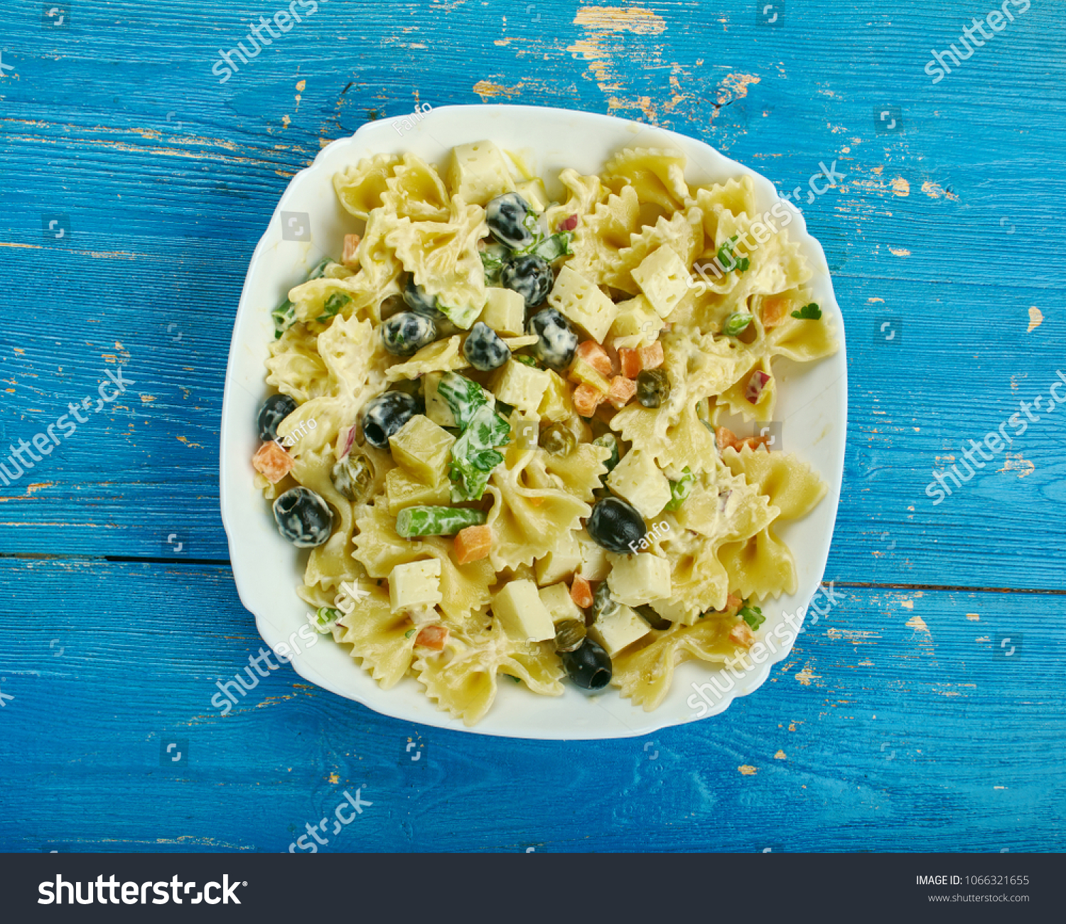 Cheesy Picnic Pasta Salad Pasta Salad Stock Photo Edit Now 1066321655