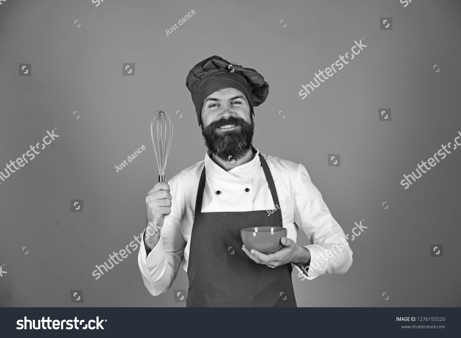 Chef Red Plate Whipping Utensil Kitchen Stock Photo 1276155520 ...