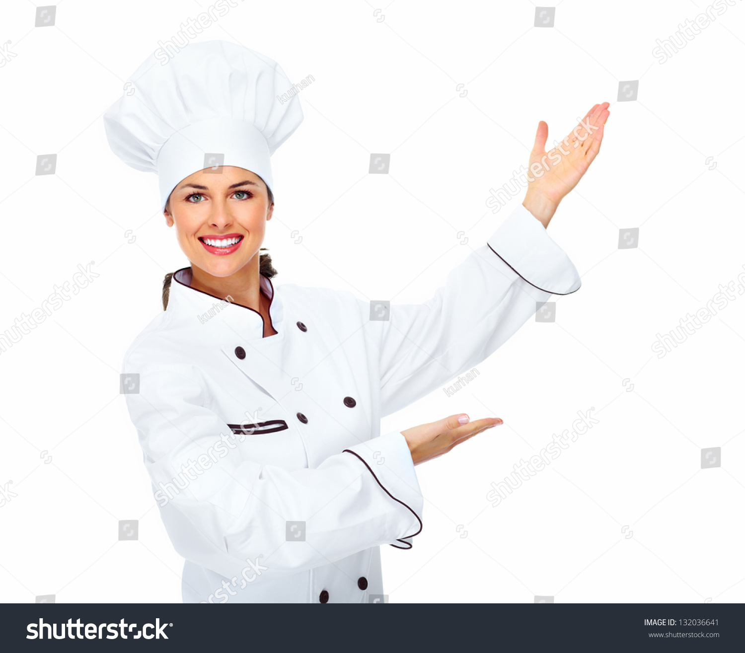 Chef Woman. Isolated Over White Background Stock Photo 132036641 ...