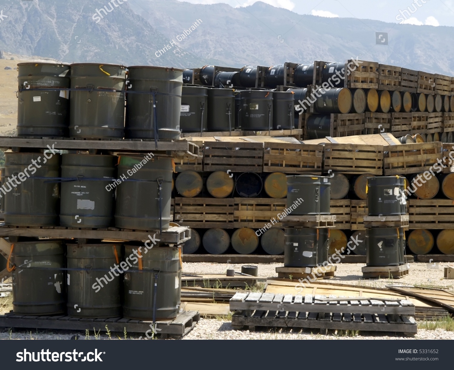 Chemical Barrel Storage On Pallets In A Field Stock Photo 5331652 ...