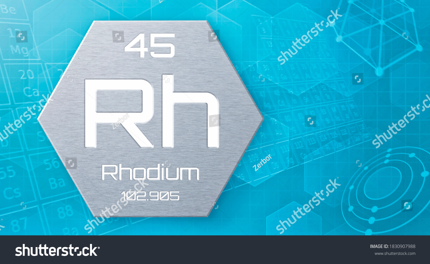 Chemical Element Periodic Table Rhodium Stock Illustration 1830907988 