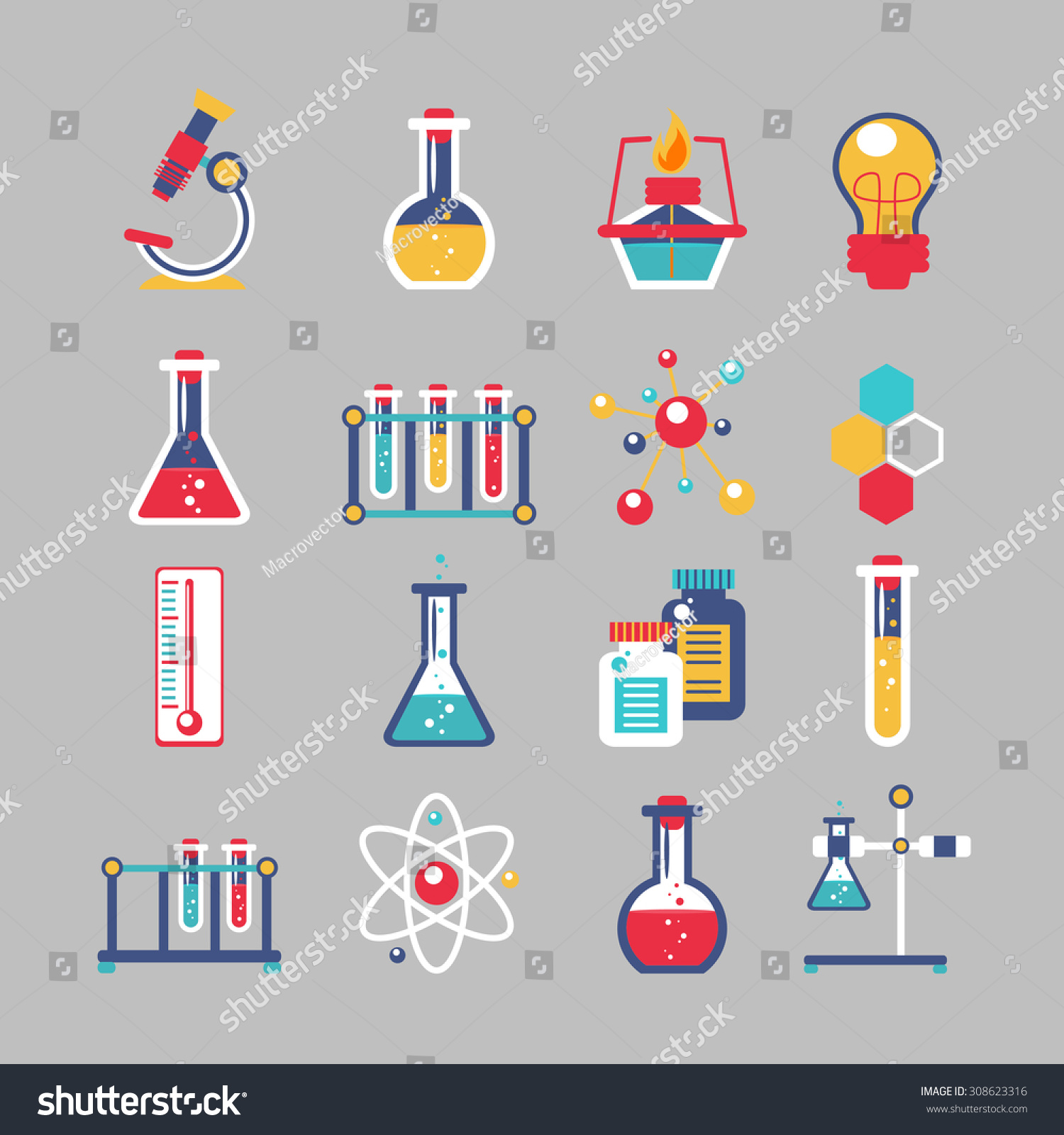 Chemistry Decorative Icons Set Chemical Lab Stock Illustration 308623316 Shutterstock 5071