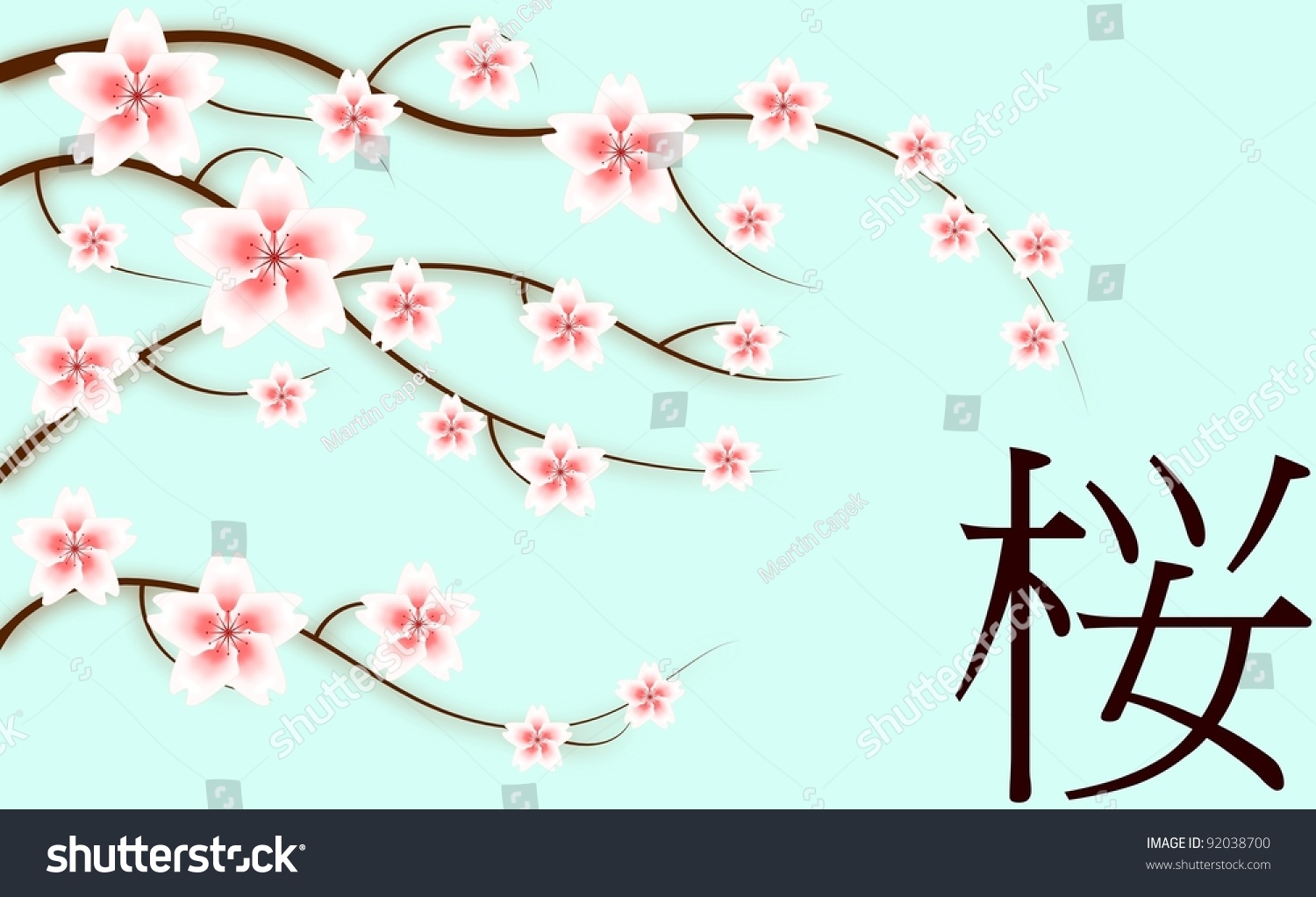 Cherry Blossoms With Japanese Word - Sakura (Cherry) Stock Photo ...