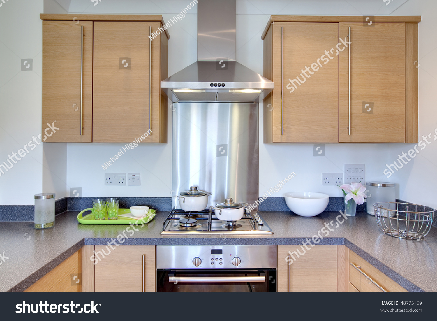 Chic Modern Kitchen Oak Cupboards Fitted Stock Photo Edit Now 48775159