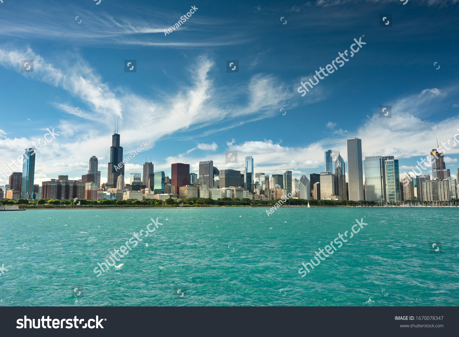 Chicago Cityscape Looking Out Adler Planetarium Stock Photo 1670078347 ...