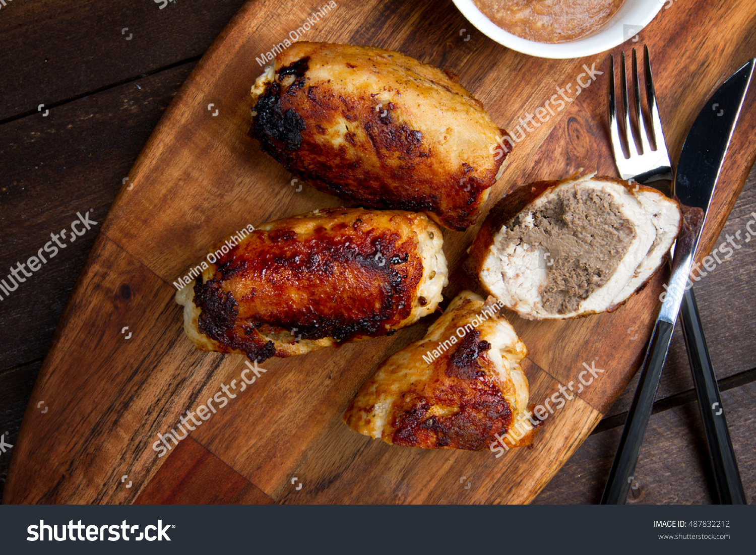 Chicken Breast Roll Stuffed Liver Pate Stock Photo Edit Now 487832212