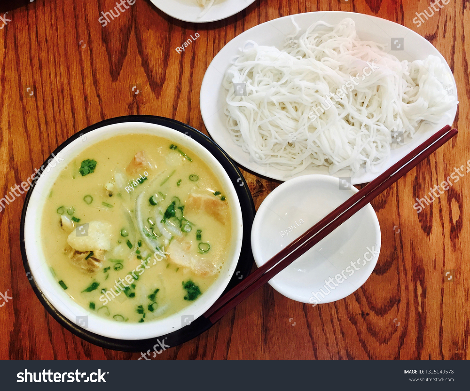 Chicken Curry Noodle Soup Bun Cari Food And Drink Stock Image