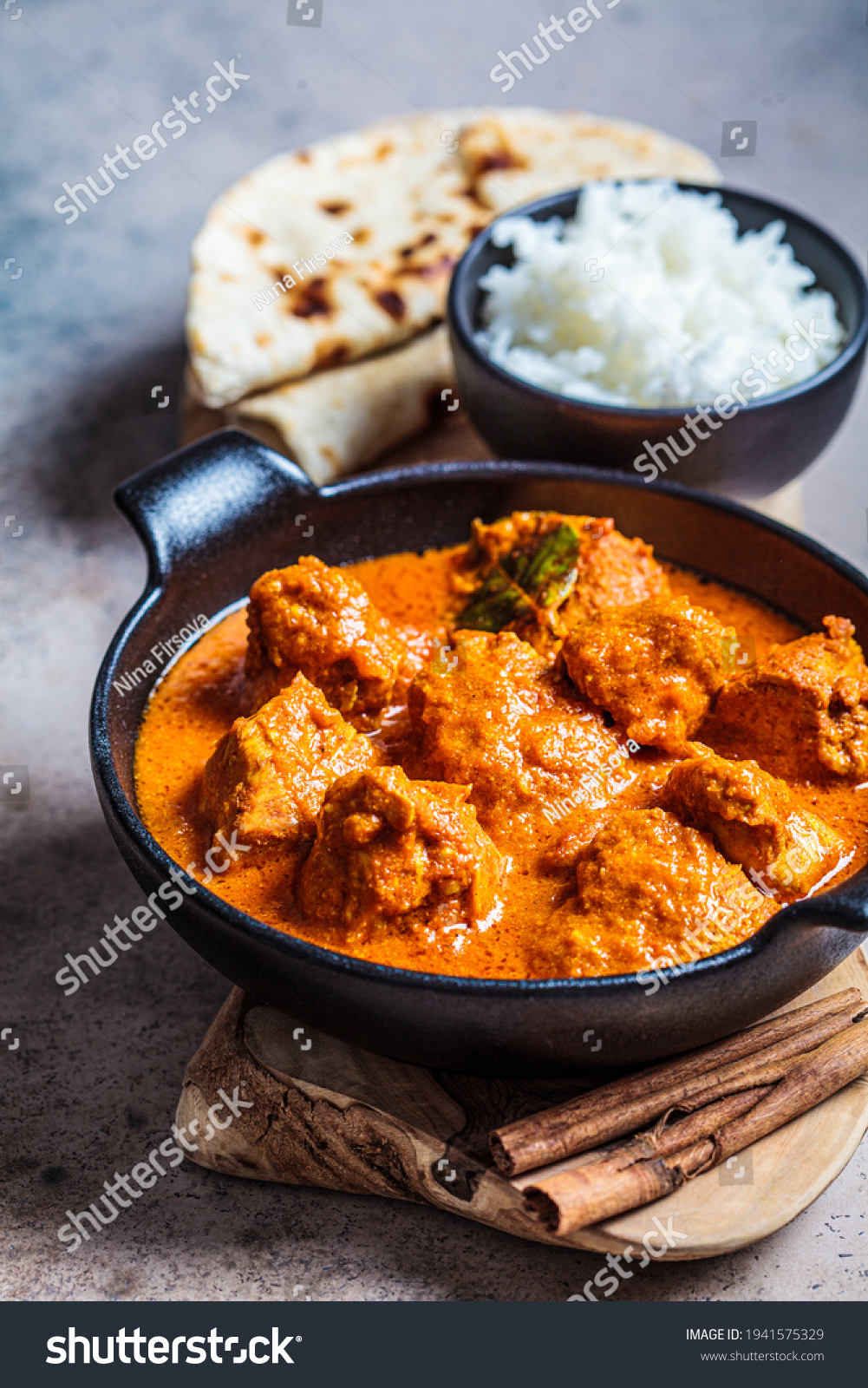 Chicken Curry Rice Chapati Bread Dark Stock Photo Edit Now 1941575329