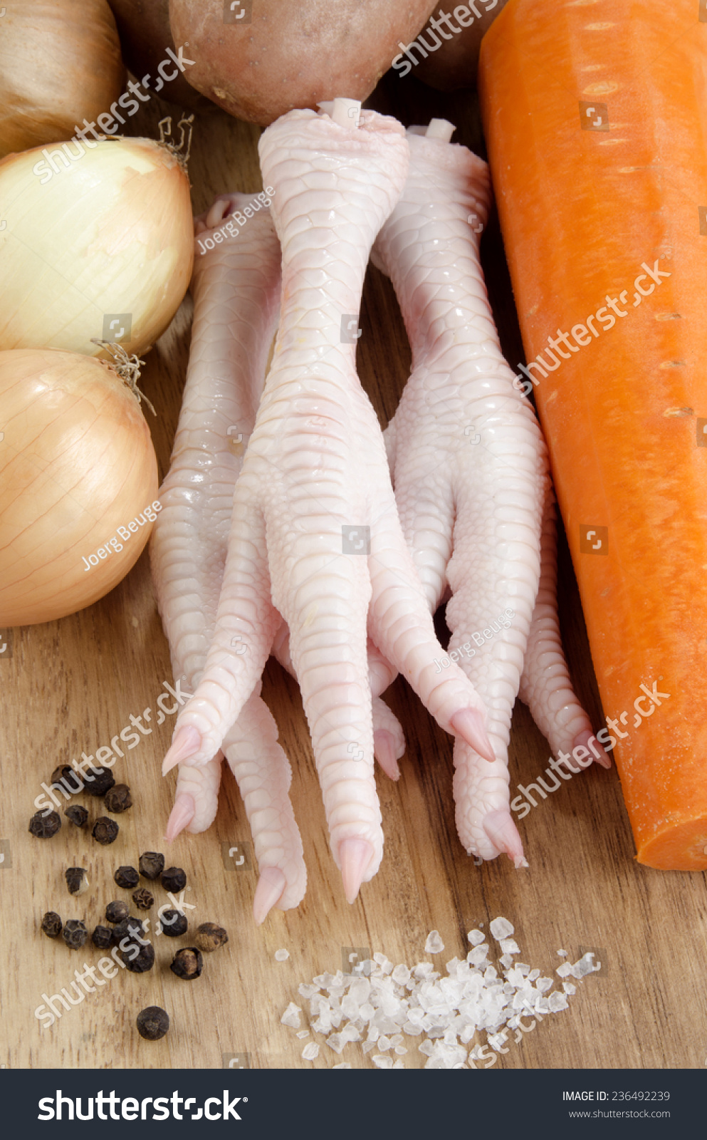 Chicken Feet Pepper Coarse Salt Carrot Stock Photo Edit Now 236492239