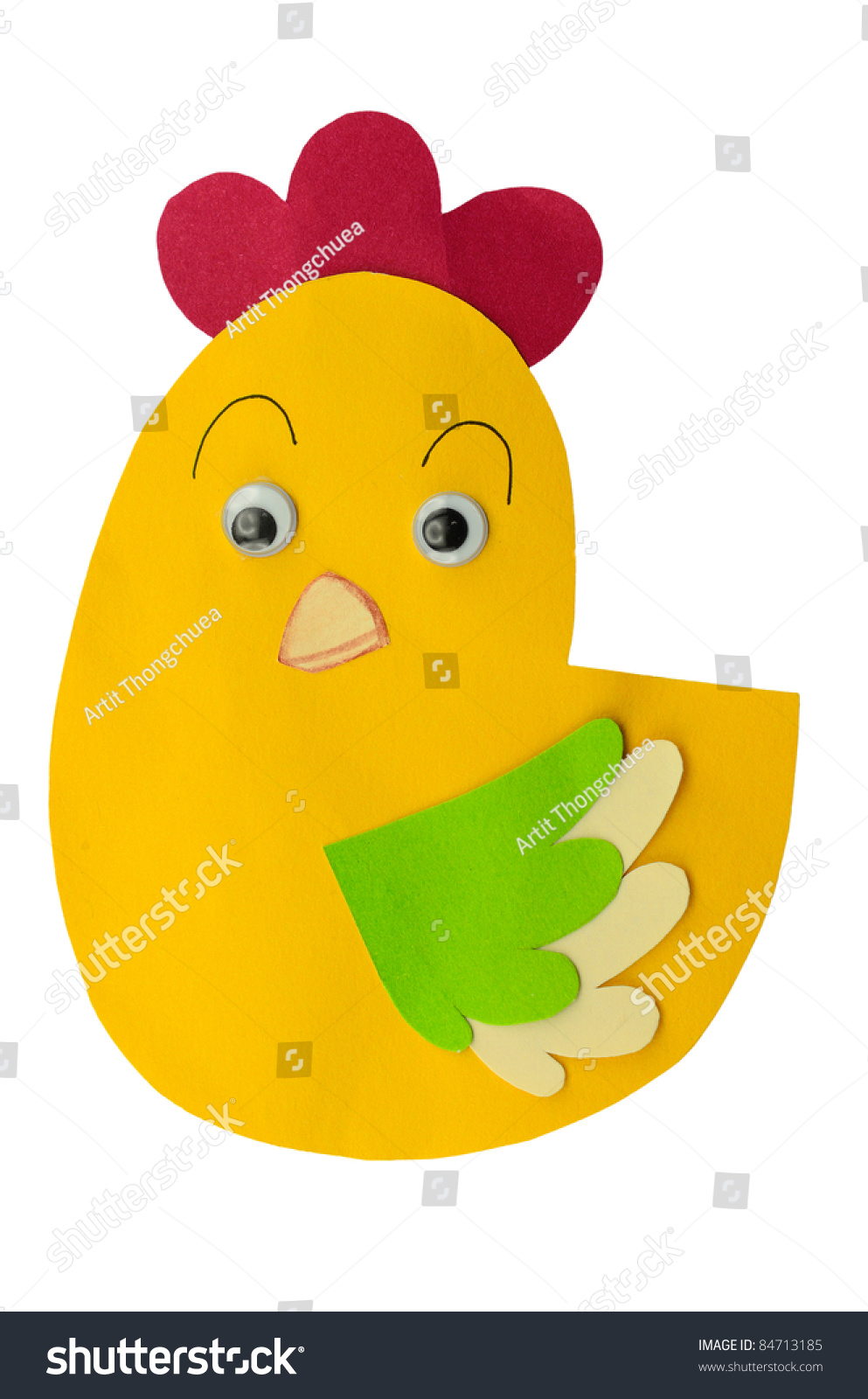 Chicken Made From Paper Craft On White Background Stock Photo 84713185 ...