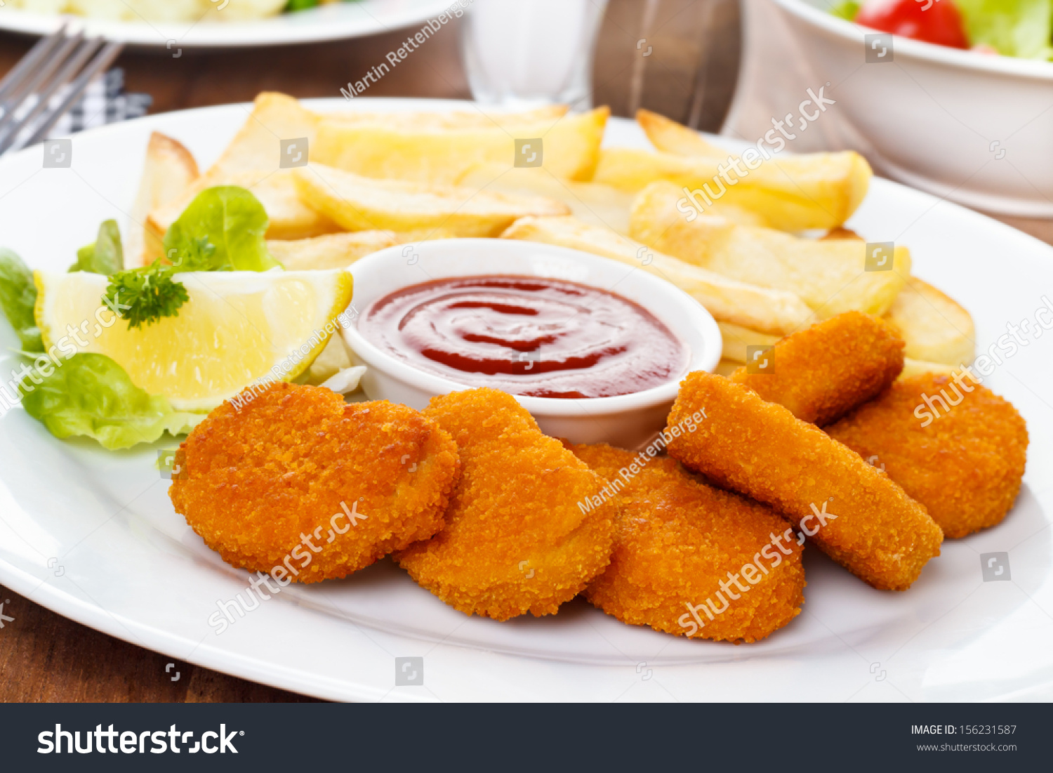 Chicken Nuggets French Fries Ketchup Stock Photo 156231587 - Shutterstock