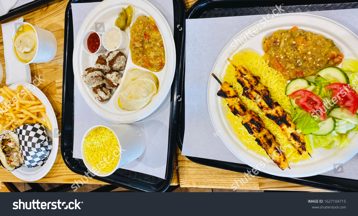 Chicken Shish Kebabs Saffron Rice Gyro Stock Photo Edit Now 1627104715