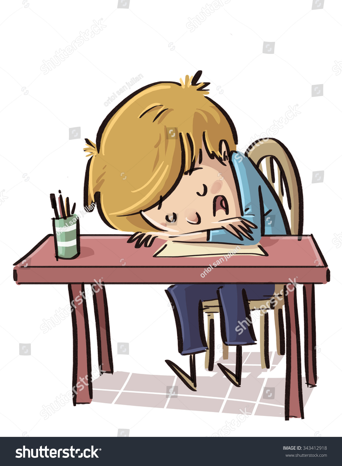 Child Asleep Class Stock Illustration 343412918