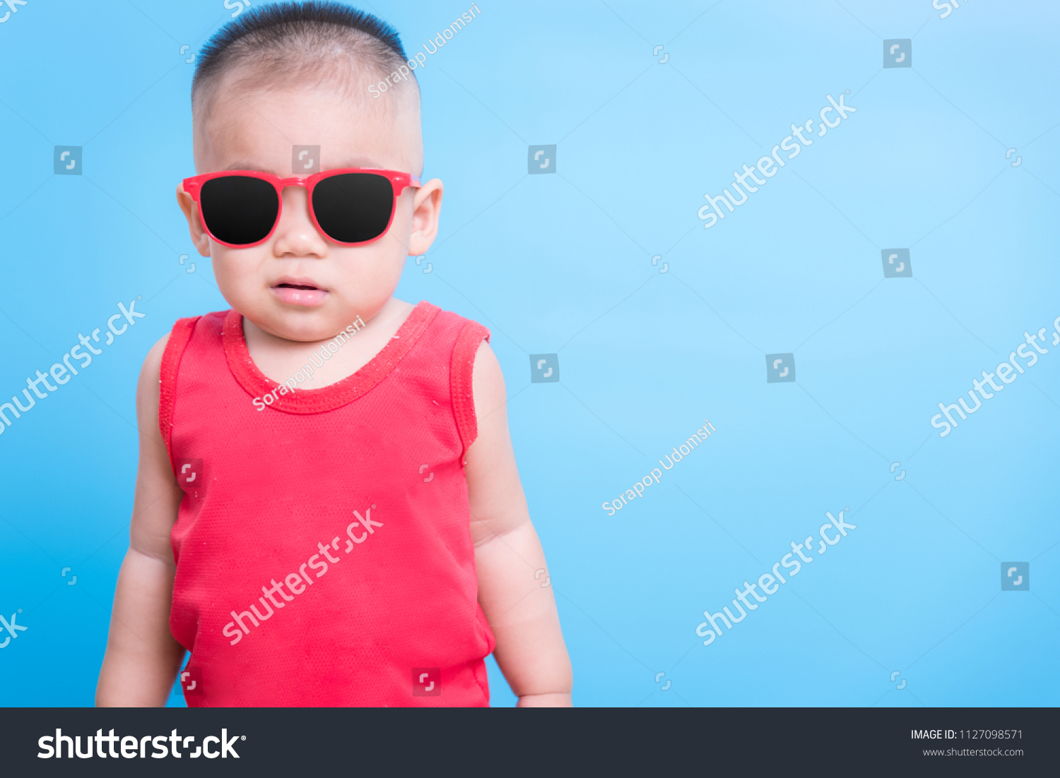 Child Baby Boy Wearing Red Sunglasses Stock Photo (Edit Now) 1127098571