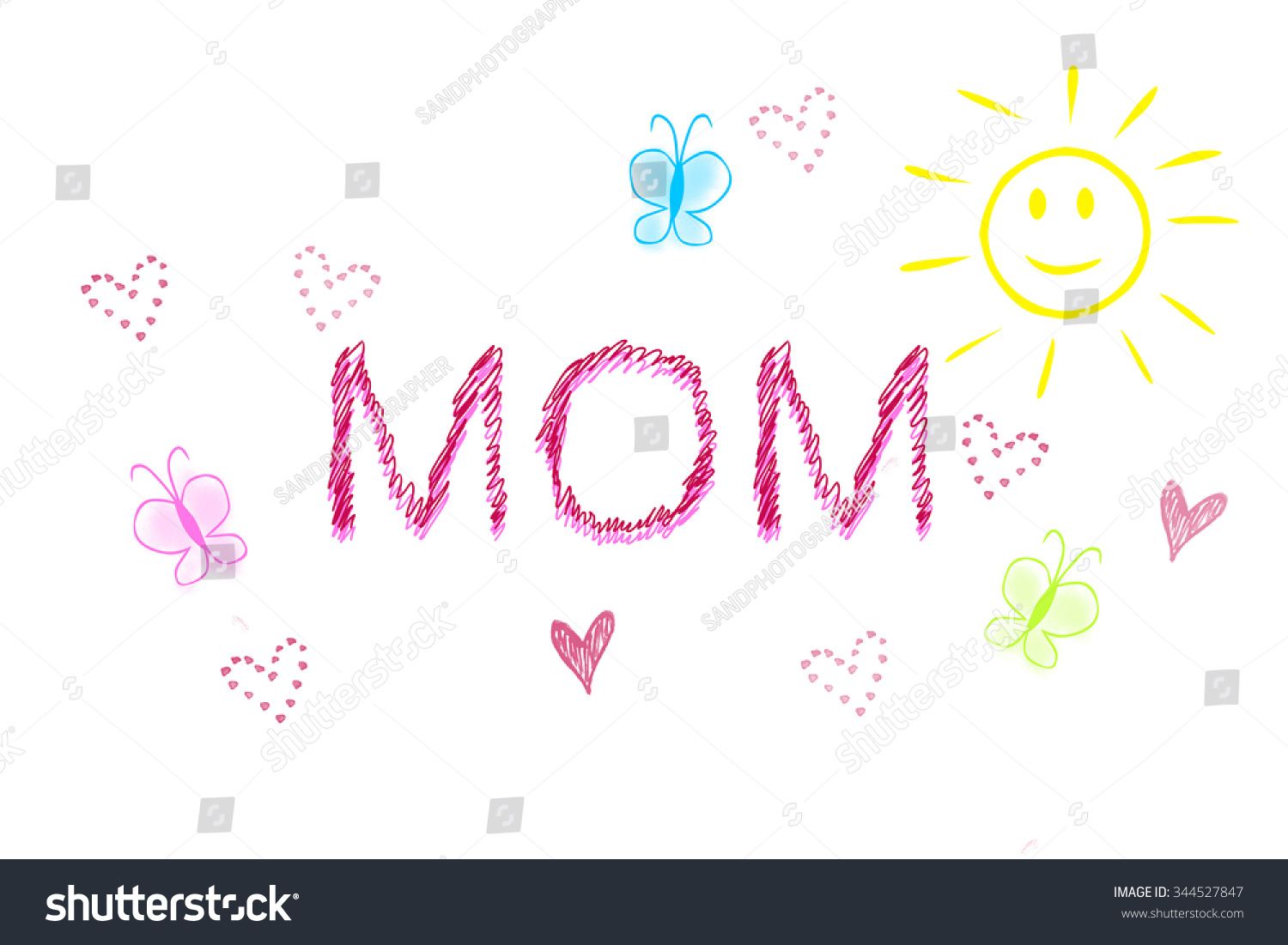 Child Drawing Mothers Day Happy Mothers Stock Illustration 344527847