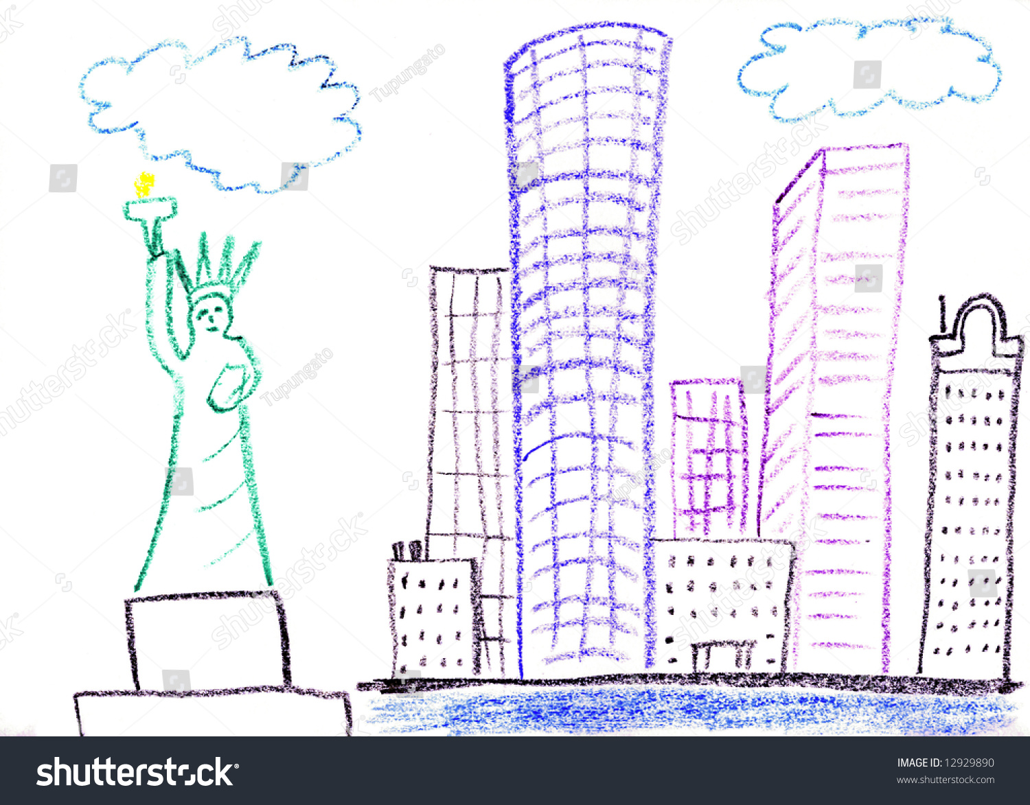 Child Drawing New York City Made Stock Illustration 12929890 | Shutterstock