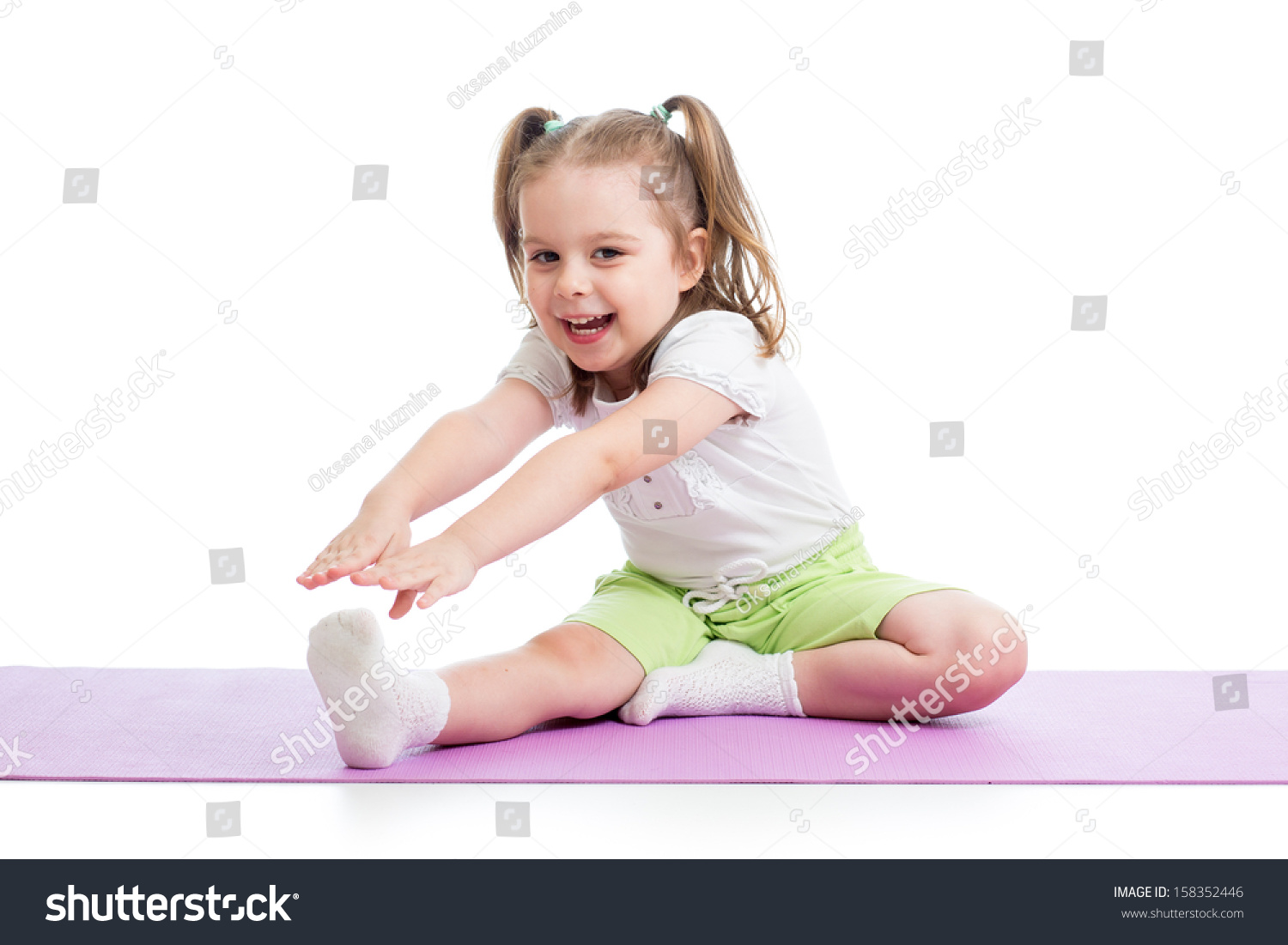 Child Girl Doing Fitness Exercises Stock Photo 158352446 - Shutterstock