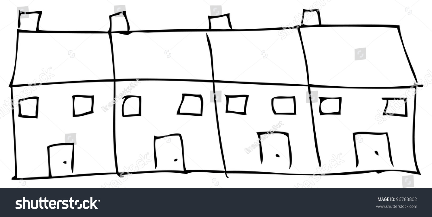 Stock Photo Child S Drawing Of Terraced Houses 96783802 