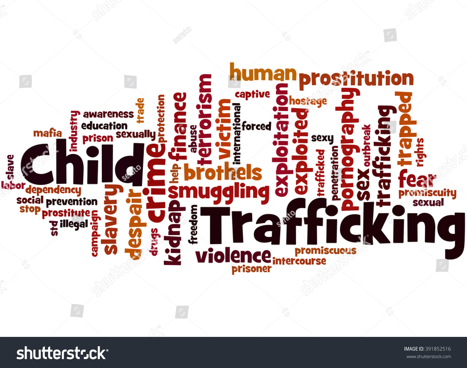 Child Trafficking Word Cloud Concept On Stock Illustration 391852516 ...