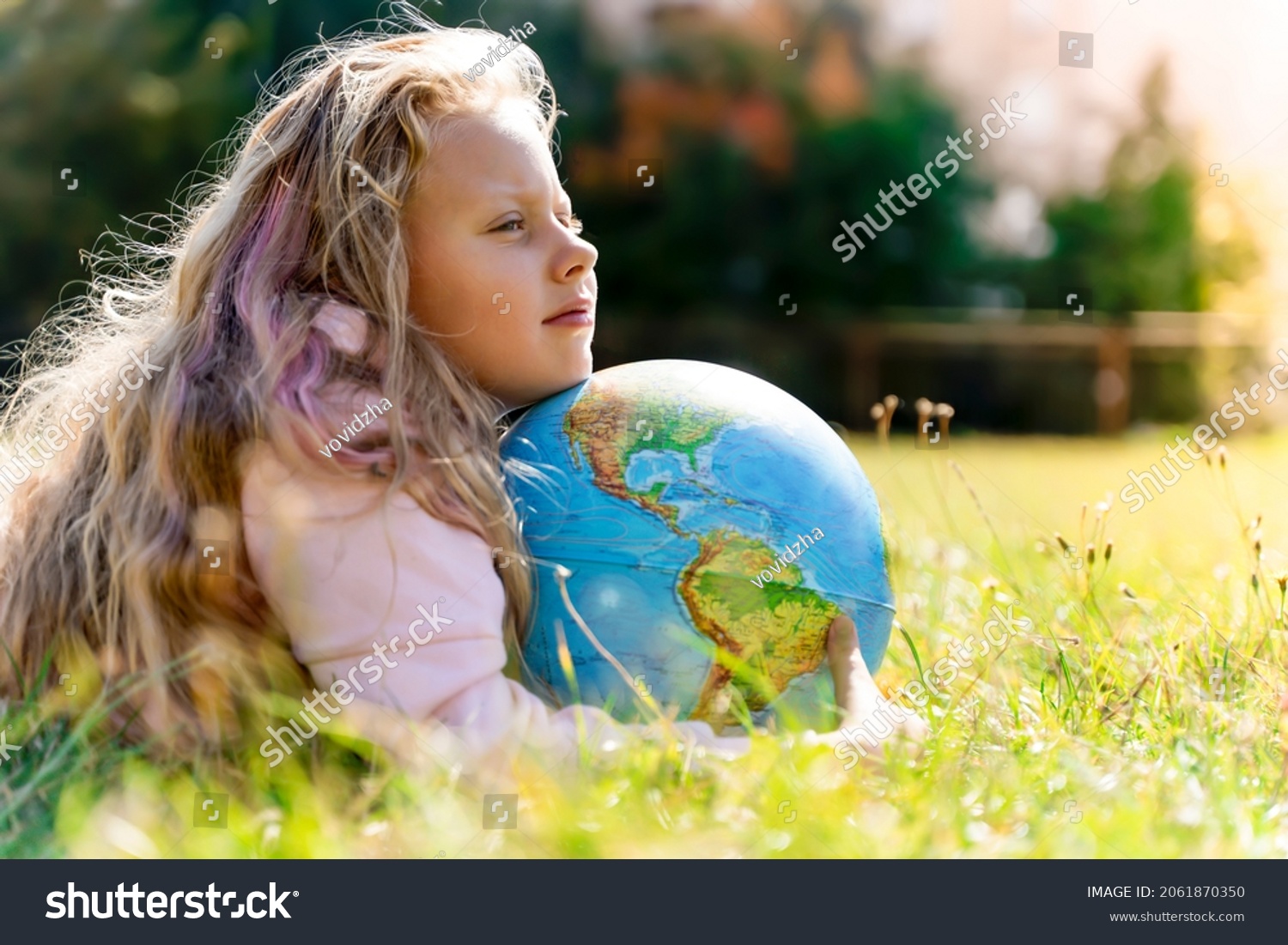 Child Earth Globe Portrait Blonde European Stock Photo (Edit Now ...