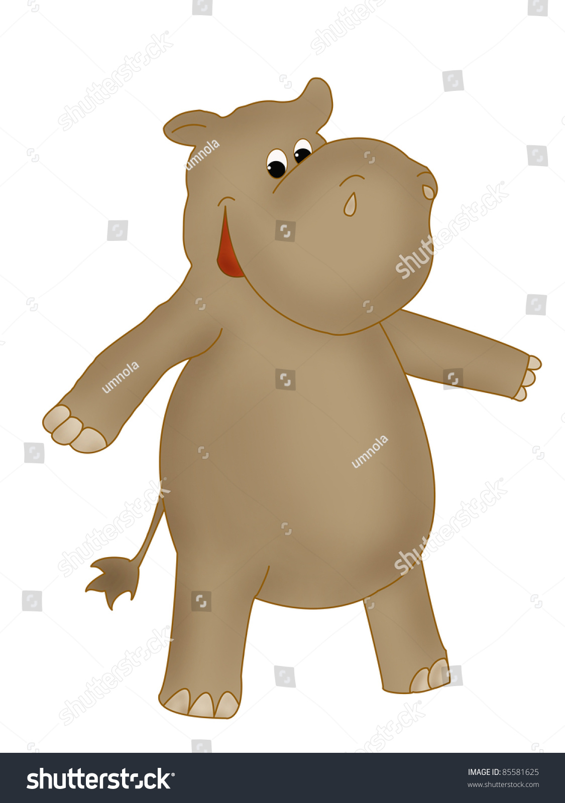 Childish Illustration Hippo Stock Illustration 85581625