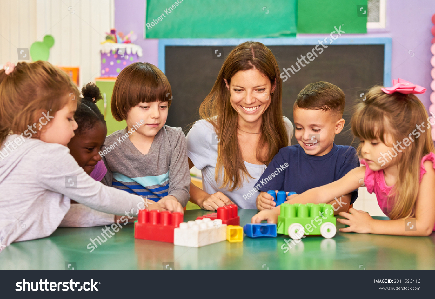 Children Educators Daycare Preschool Play Building Stock Photo ...