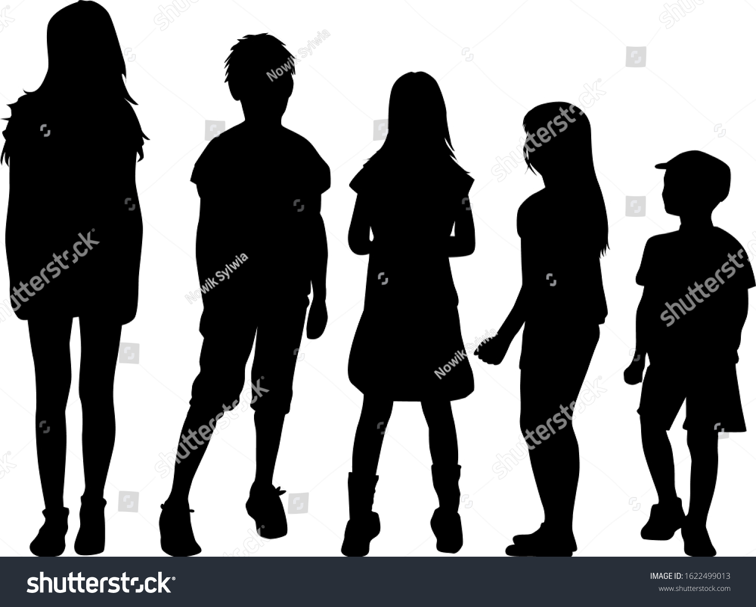 Children Black Silhouettes Conceptual Illustration Stock Illustration ...