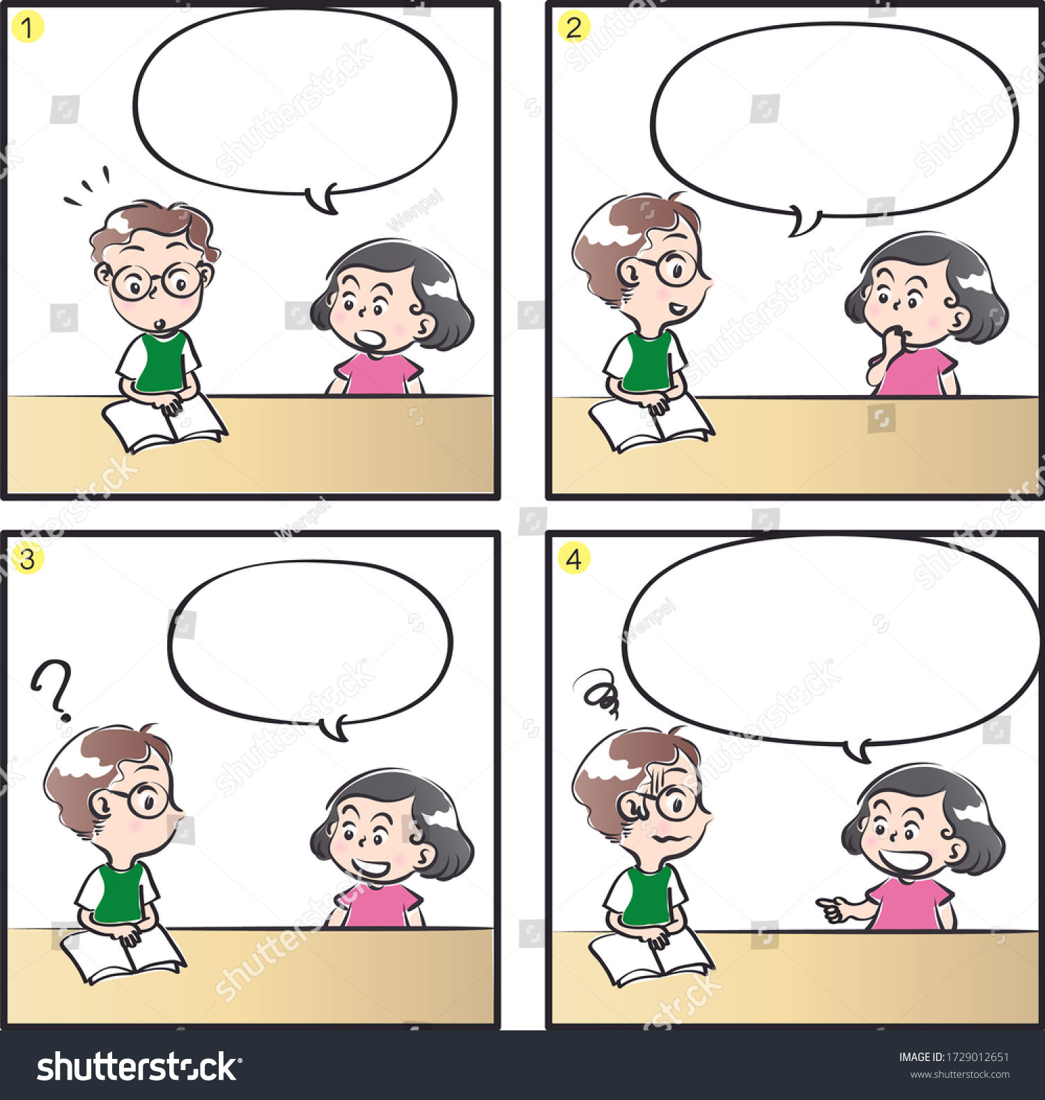 Children Four Grid Comic Blank Speech Stock Illustration 1729012651 ...