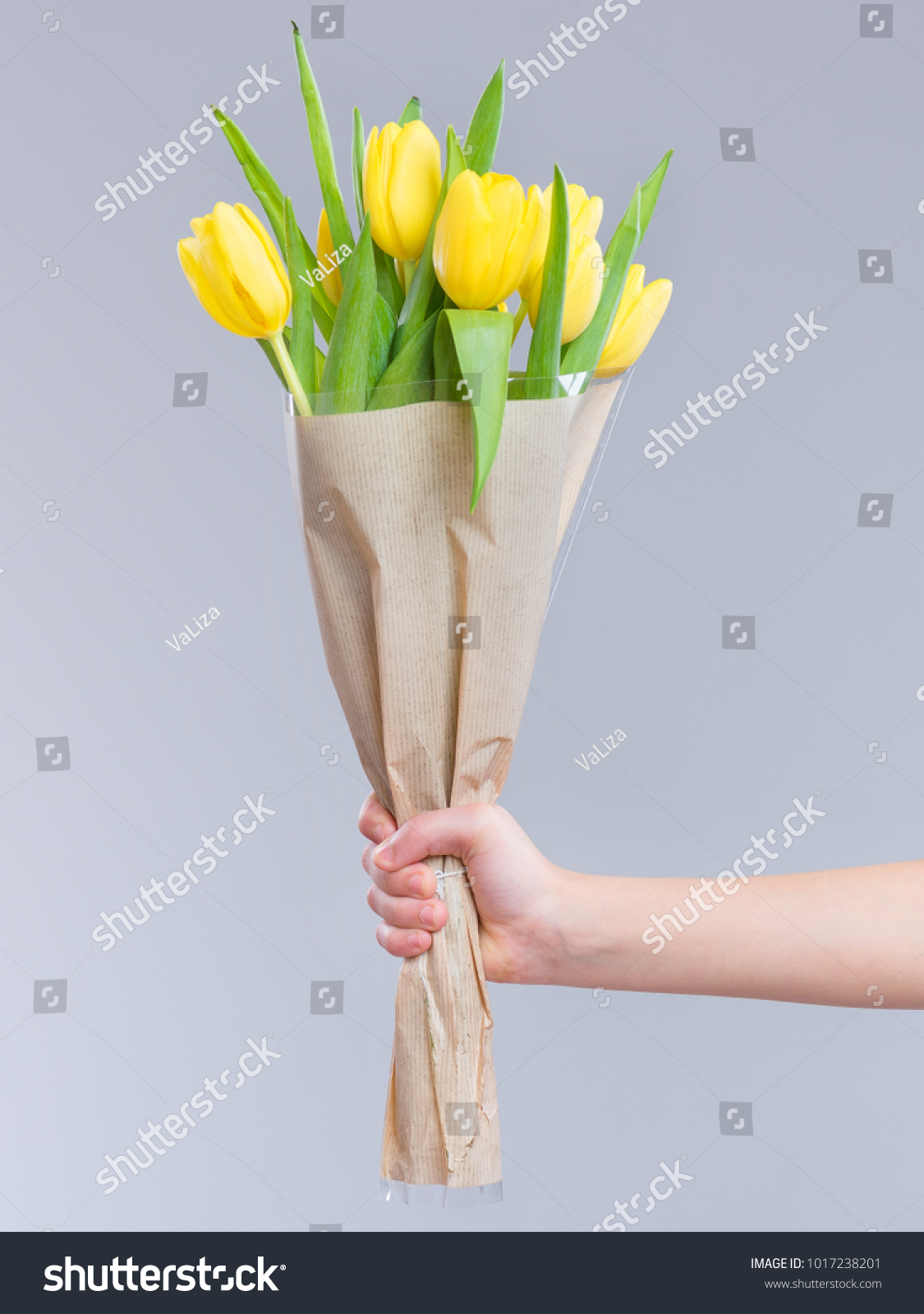 American teen girl with bouquet