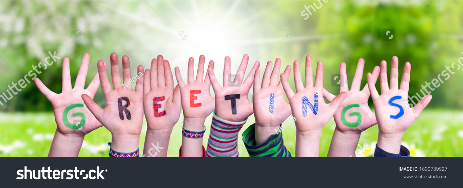 Children Hands Building Word Greetings Grass Stock Photo 1690789927 ...