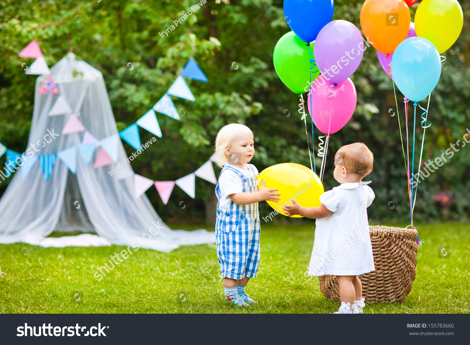 Children Playing Balloons Child Takes Off Stock Photo 155783660 ...