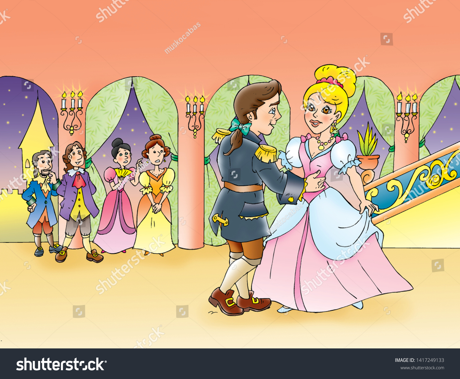 Childrens Fairy Tales Cinderella Story Stock Illustration 1417249133 ...