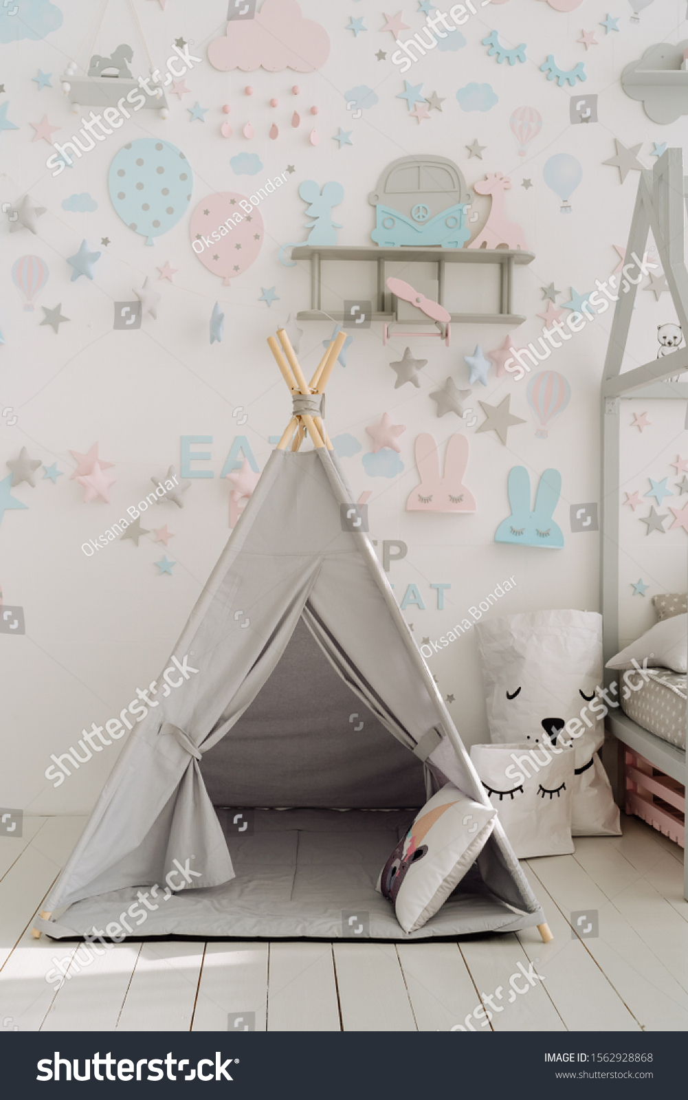 Children Tepee Baby Room Wallpaper Background Stock Photo Edit Now 1562928868