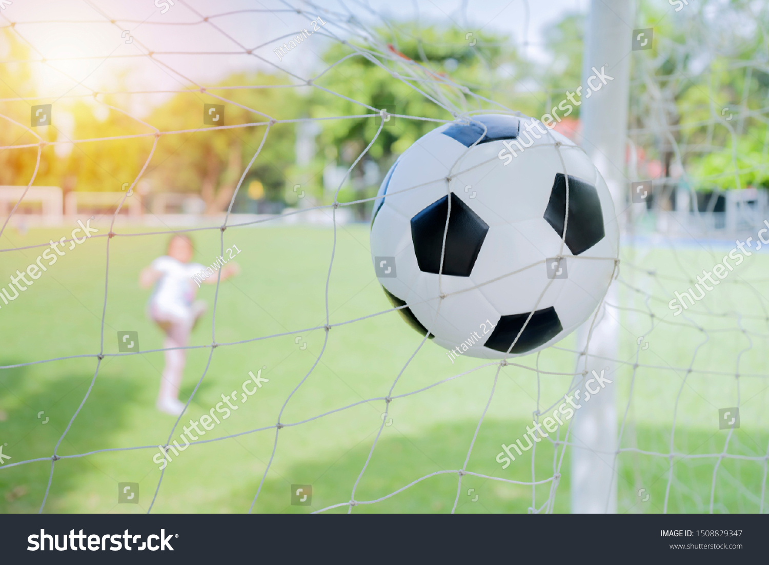 Children Who Kick Ball Into Goal Stock Photo Edit Now