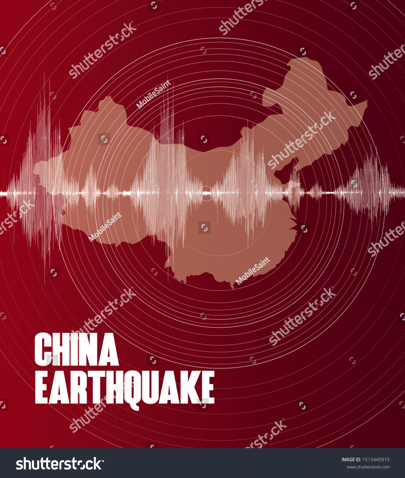 China Earthquake Red Map Seismic Wave 스톡 일러스트 1513445915 Shutterstock