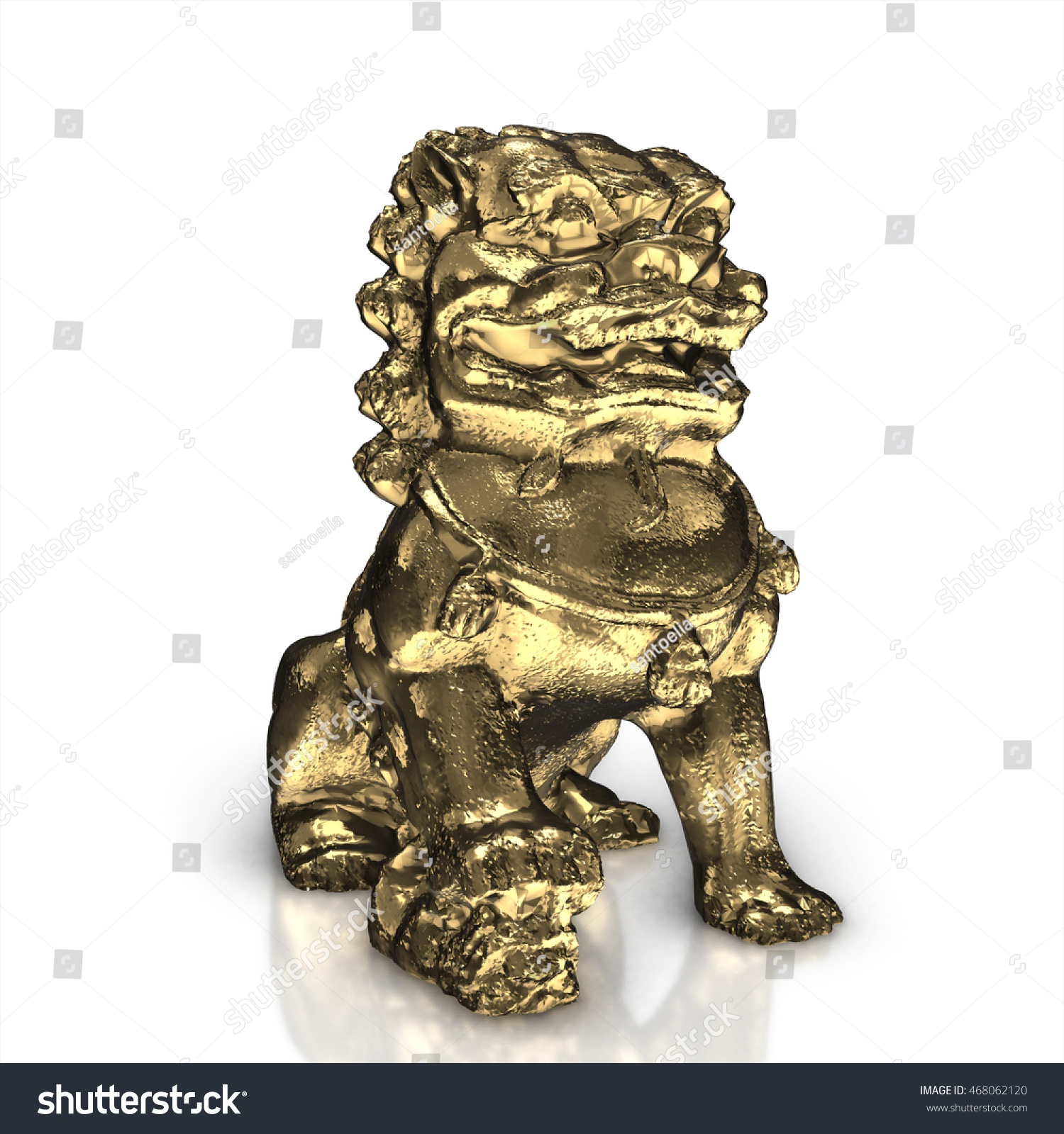 Chines Fu Dog Statue 3d Render: ilustración de stock 468062120