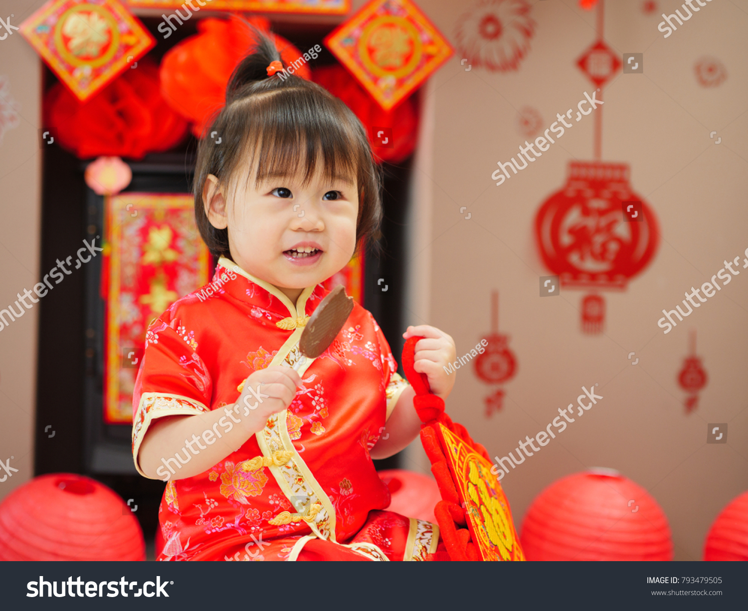 Chinese Baby Girl Traditional Dressing Celebrate Stock Photo 793479505 