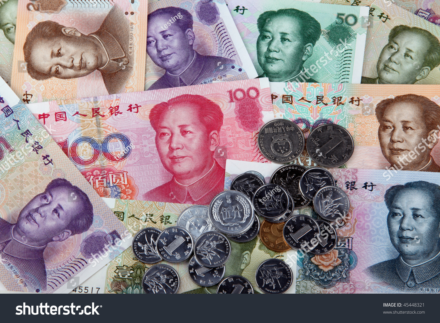 Chinese Currency: Banknotes And Coins Stock Photo 45448321 : Shutterstock