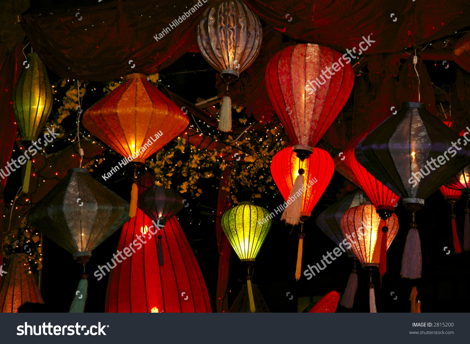 Chinese Lanterns Hanging Ceiling Lit Night Stock Photo Edit Now