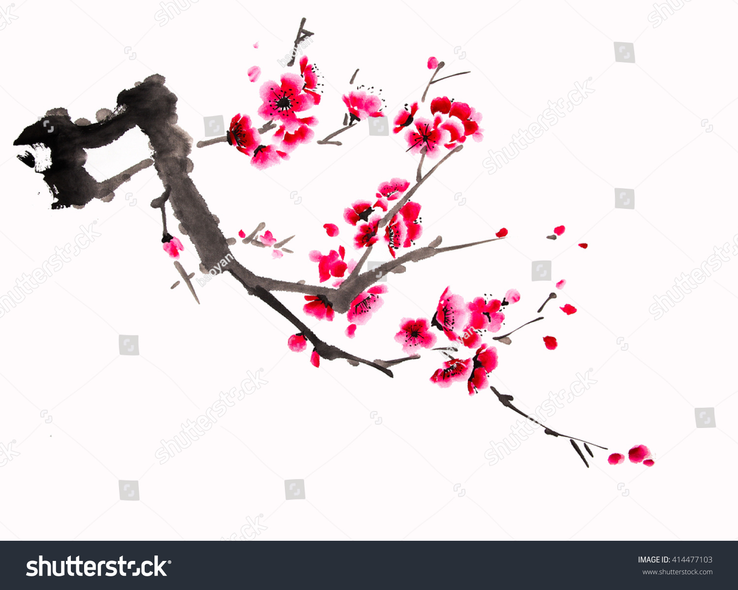 Cherry blossom chinese painting Images, Stock Photos & Vectors ...