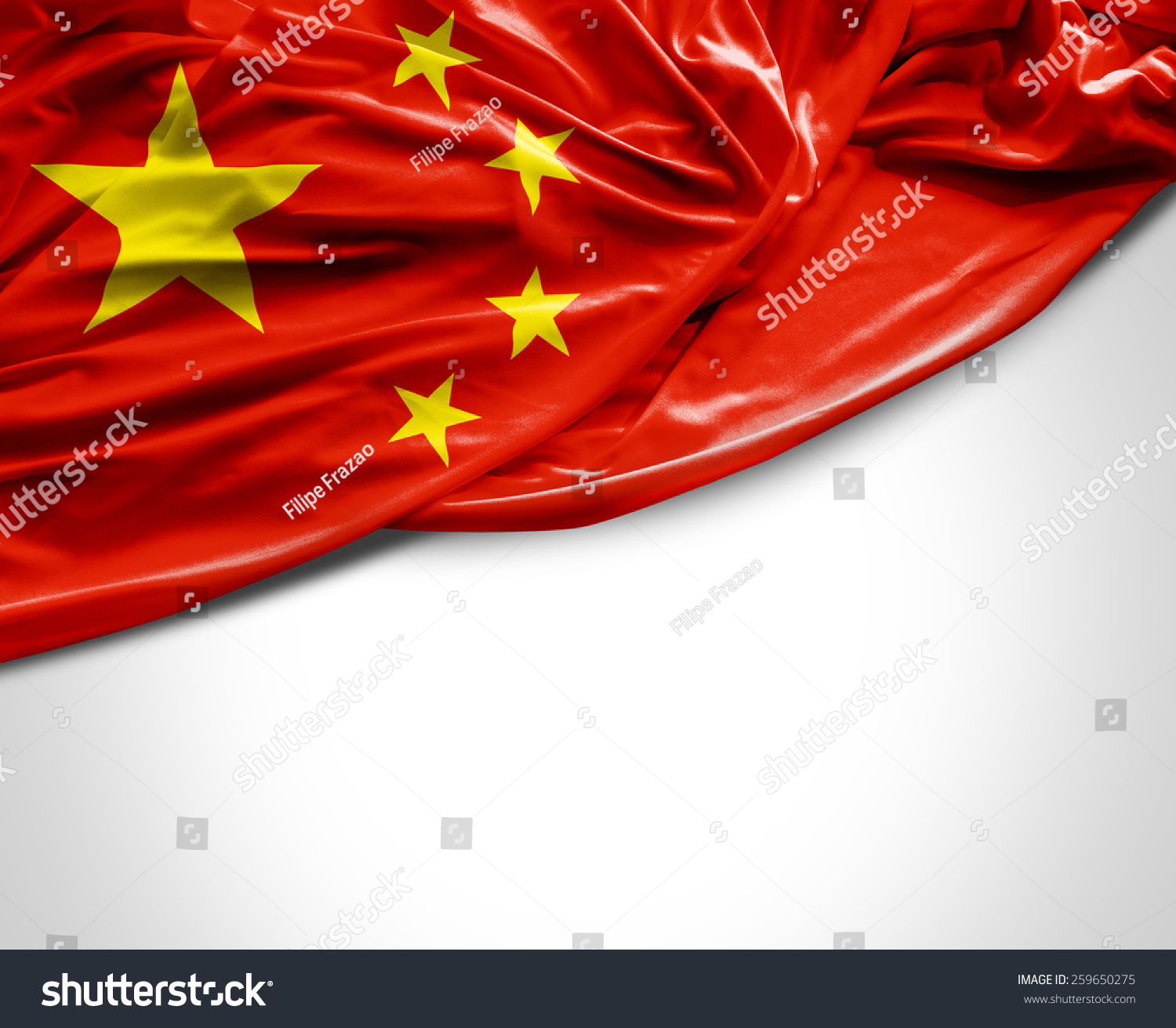 Chinese Waving Flag On White Background Stock Photo 259650275 ...