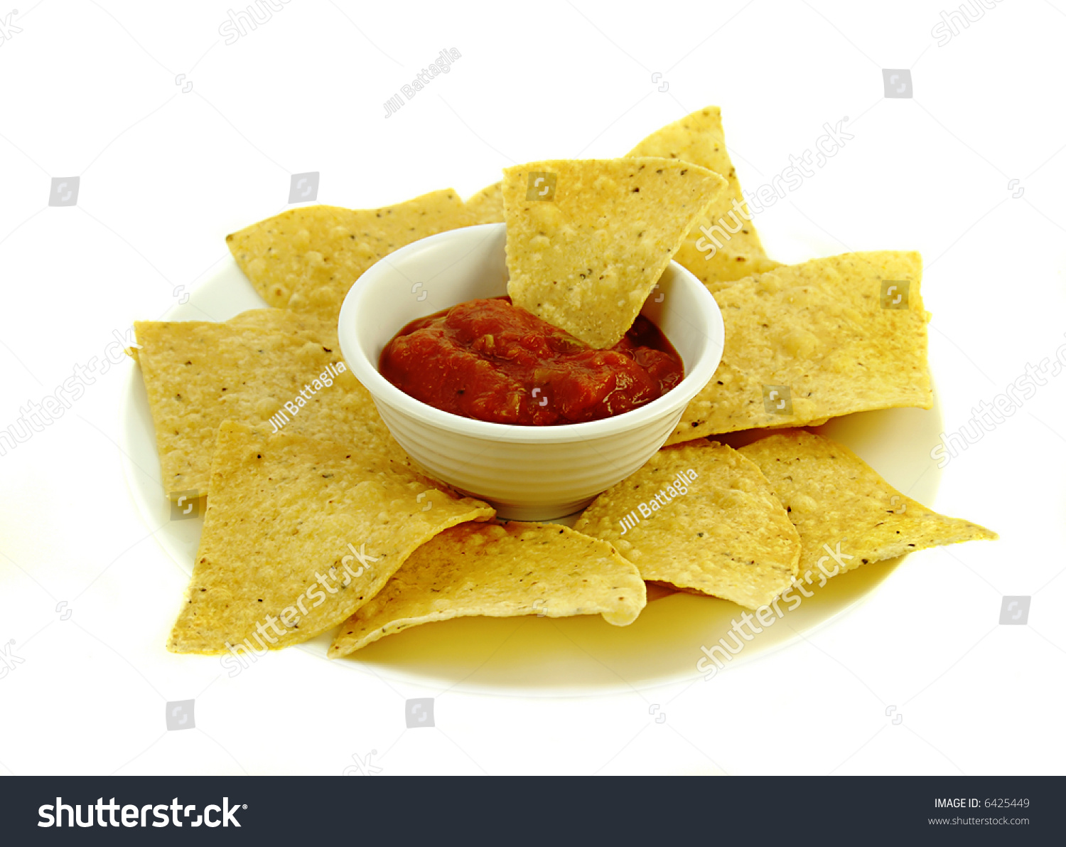 Chips And Salsa On A White Plate. Stock Photo 6425449 : Shutterstock