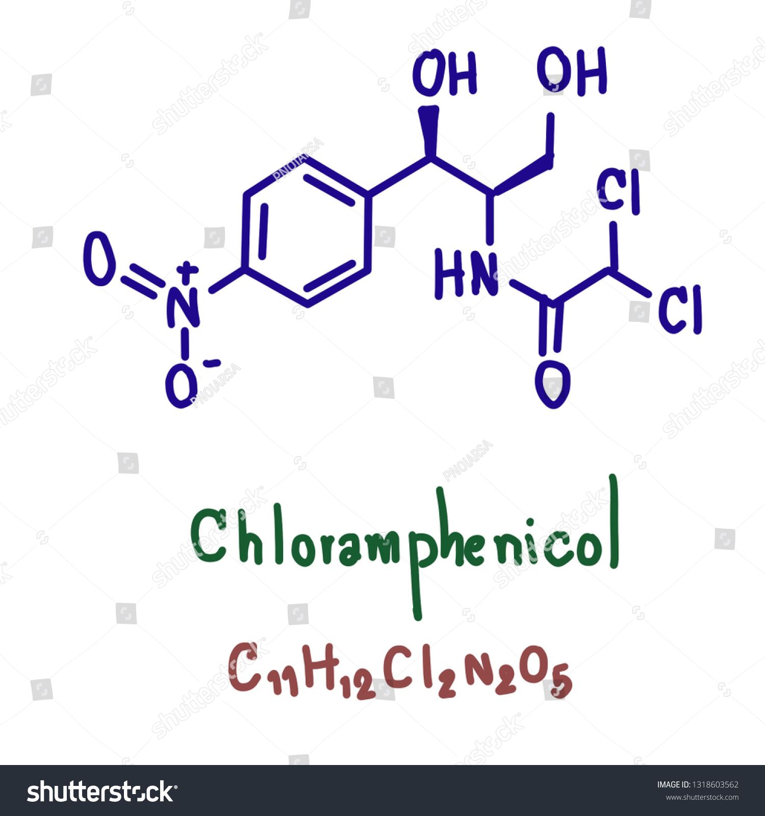 Chloramphenicol Broadspectrum Antibiotic That Derived Bacterium Stock Illustration 1318603562