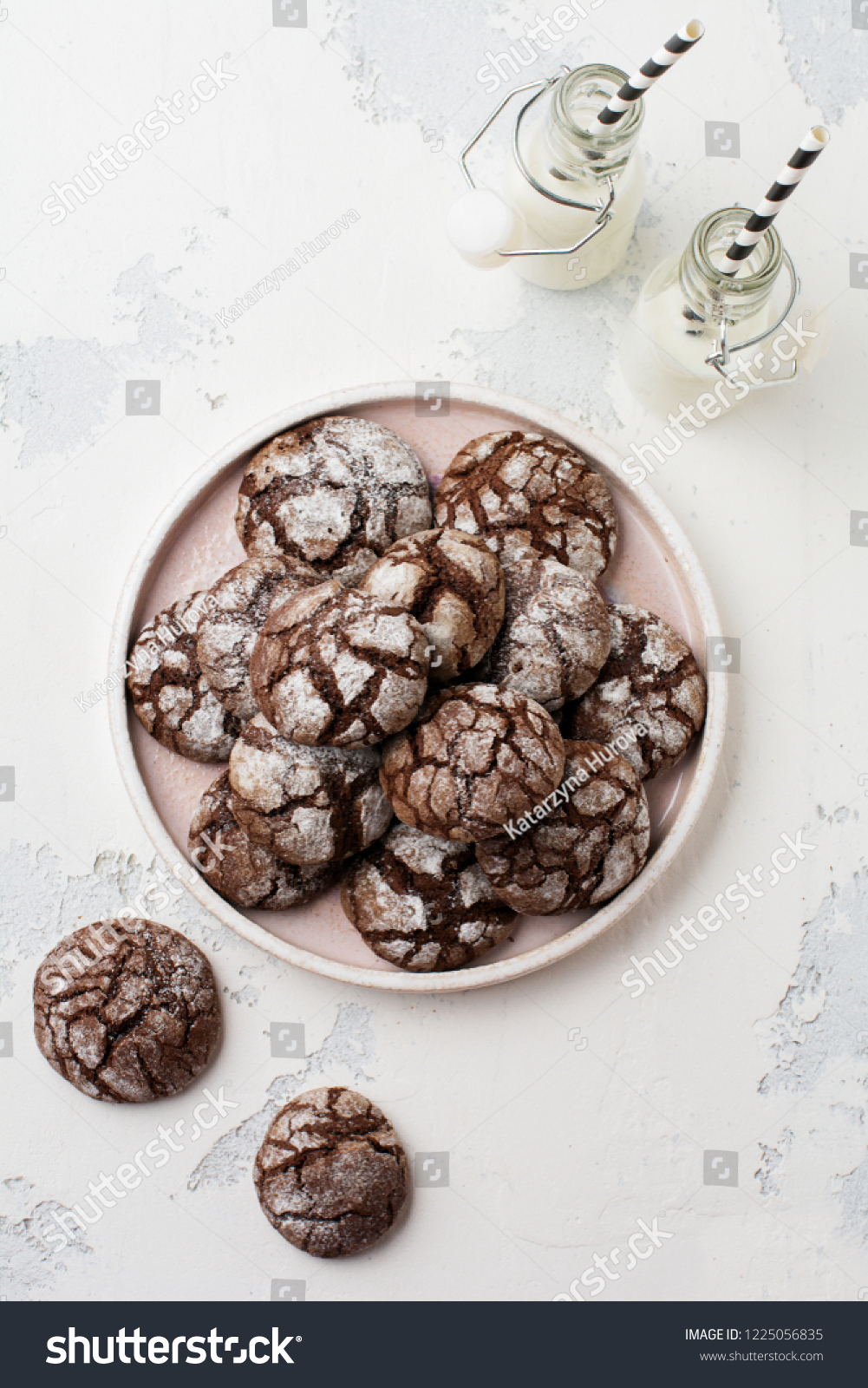 Chocolate Brownie Cookies Powdered Sugar Chocolate Food And Drink Stock Image 1225056835