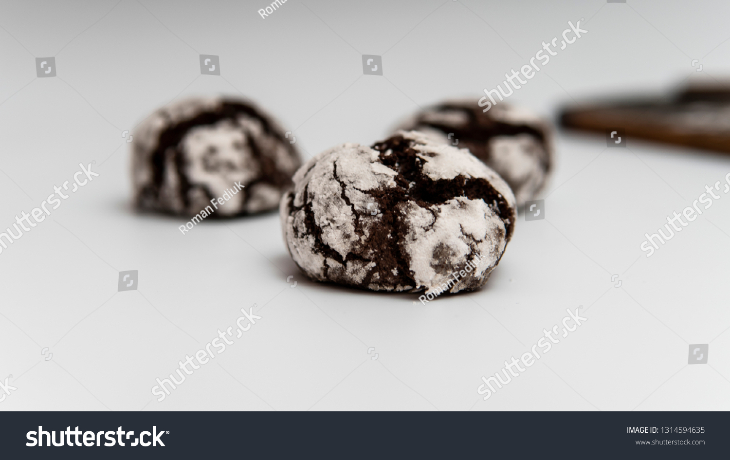 Chocolate Brownie Cookies Powdered Sugar Chocolate Miscellaneous Food And Drink Stock Image