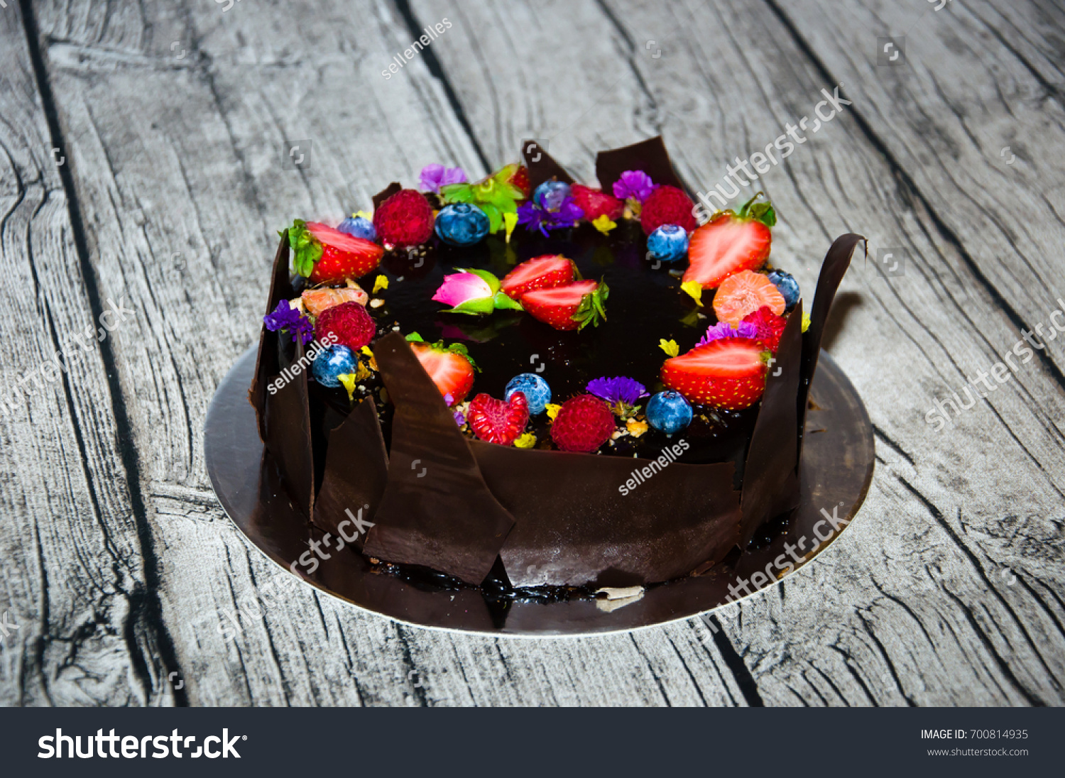 Chocolate Cake Fresh Berry Strawberry Blueberry Royalty Free