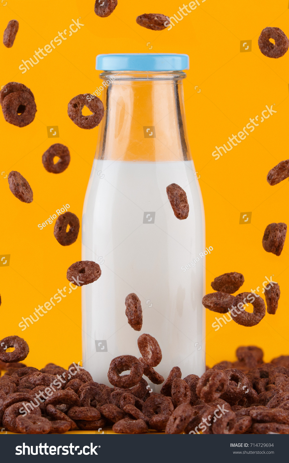 Download Chocolate Cereal Yellow Milk Bottle On Stock Photo Edit Now 714729694 PSD Mockup Templates